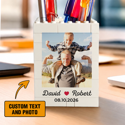 Custom Photo, Name, Date Brick Block - Happy Father's Day