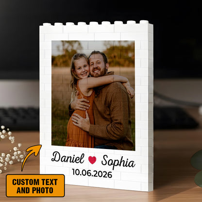 Custom Photo, Name, Date Brick Block - Happy Father's Day