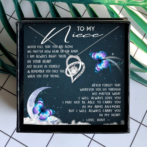 I WILL ALWAYS CARRY YOU IN MY HEART - NECKLACE FOR NIECE FROM AUNT