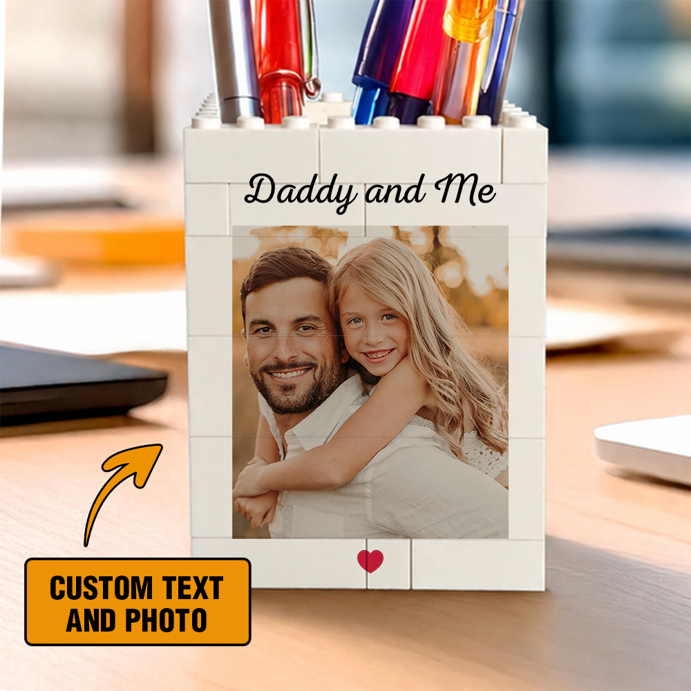Custom Photo Brick Block Pen Box - Daddy And Me
