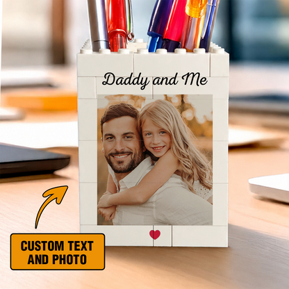 Custom Photo Brick Block Pen Box - Daddy And Me
