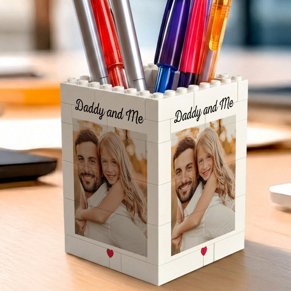 Custom Photo Brick Block Pen Box - Daddy And Me