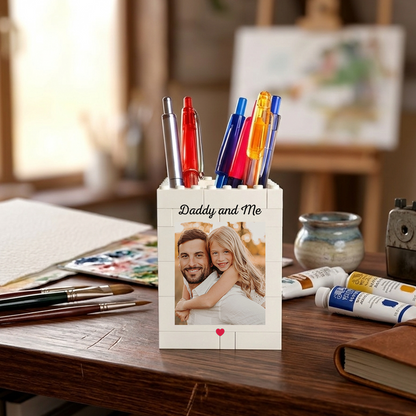 Custom Photo Brick Block Pen Box - Daddy And Me