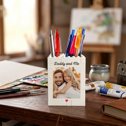 Custom Photo Brick Block Pen Box - Daddy And Me