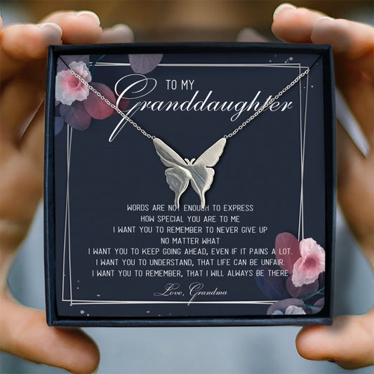 I WANT TO YOU REMEMBER TO NEVER GIVE UP NO MATTER WHAT  - NECKLACE FOR GRANDDAUGHTER