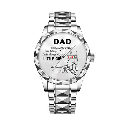 Father's Day Gifts, How Much Time Passes, I Will Always Be Your Little Girl - Personalized Men's Wrist Watch - Gift For Dad