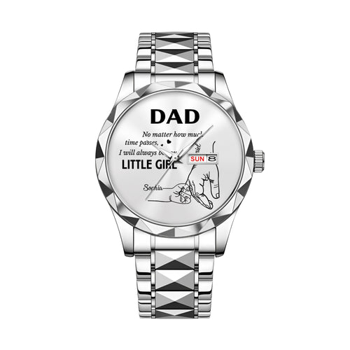 Father's Day Gifts, How Much Time Passes, I Will Always Be Your Little Girl - Personalized Men's Wrist Watch - Gift For Dad