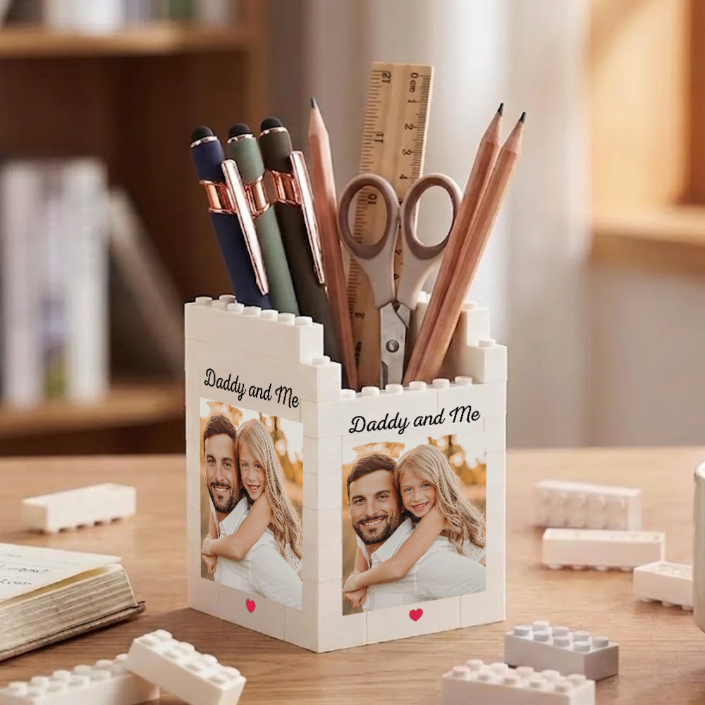 Custom Photo Brick Block Pen Box - Daddy And Me