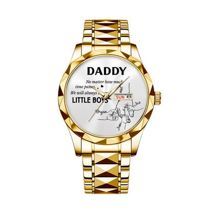 Father's Day Gifts, How Much Time Passes, I Will Always Be Your Little Girl - Personalized Men's Wrist Watch - Gift For Dad