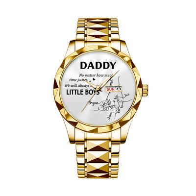 Father's Day Gifts, How Much Time Passes, I Will Always Be Your Little Girl - Personalized Men's Wrist Watch - Gift For Dad