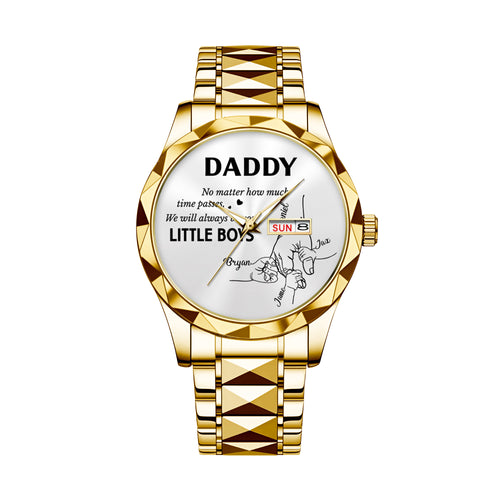 Father's Day Gifts, How Much Time Passes, I Will Always Be Your Little Girl - Personalized Men's Wrist Watch - Gift For Dad