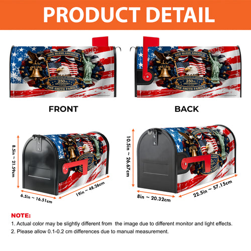 God Bless America – Custom Family Name Magnetic Mailbox Cover for America’s 250th Anniversary