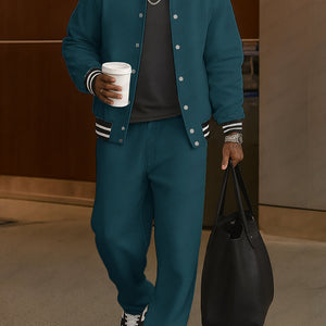 Men's Classic Striped Trim Jacket Pants Set Casual