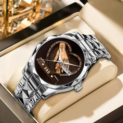Father's Day Birthday Gifts For Dad, Grandpa - Crafted With Love - Personalized Men's Wrist Watch
