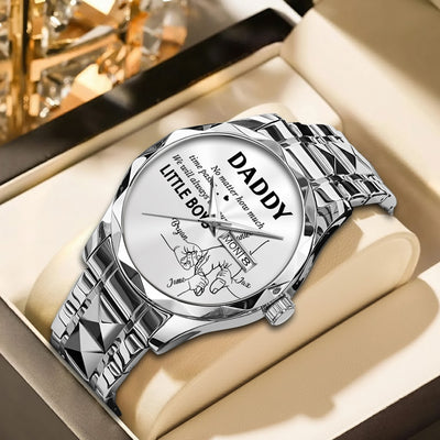 Father's Day Gifts, How Much Time Passes, I Will Always Be Your Little Girl - Personalized Men's Wrist Watch - Gift For Dad