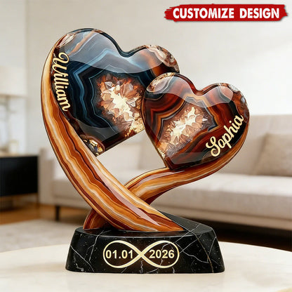 Together Forever - Personalized Two Heart Couple Plaque