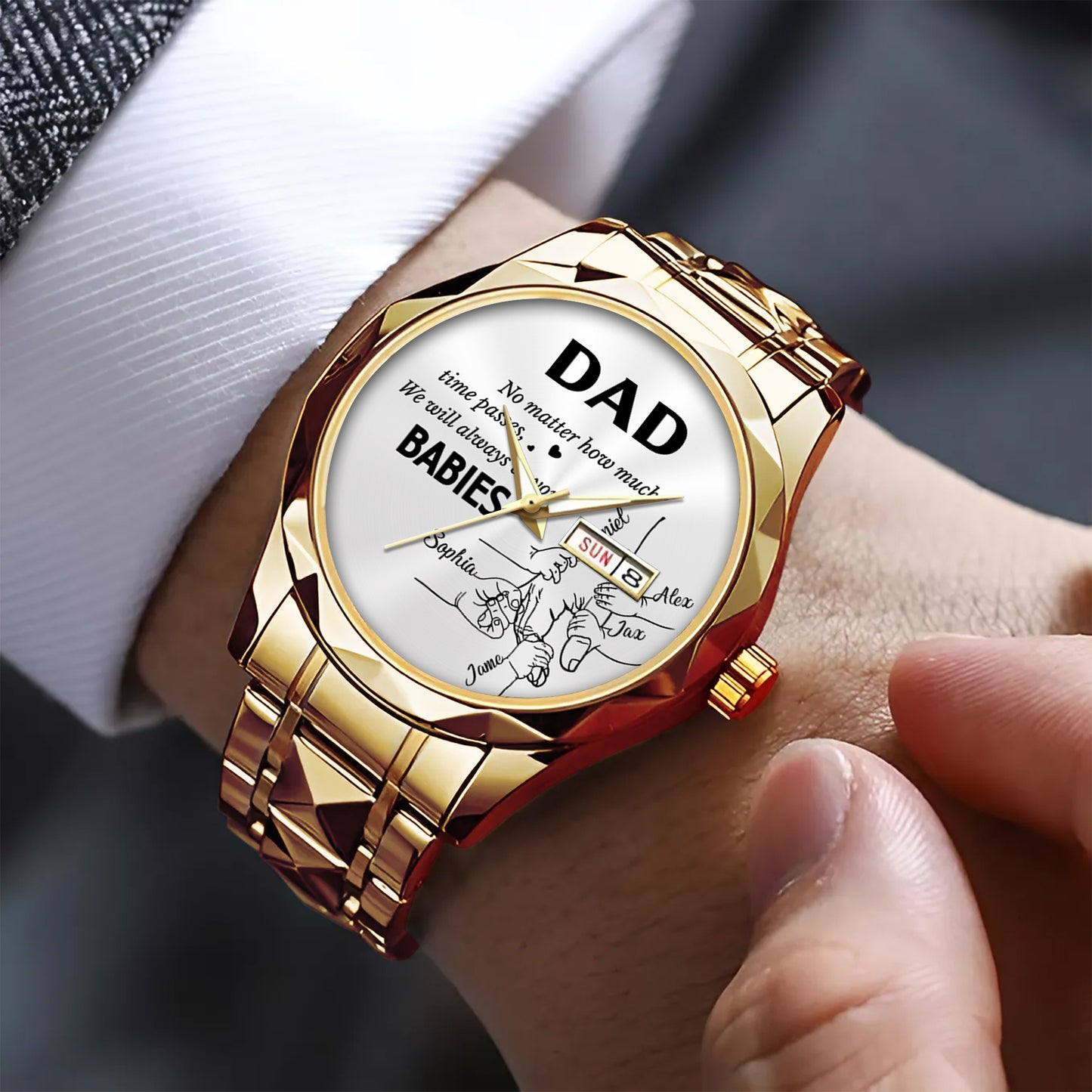 Father's Day Gifts, How Much Time Passes, I Will Always Be Your Little Girl - Personalized Men's Wrist Watch - Gift For Dad