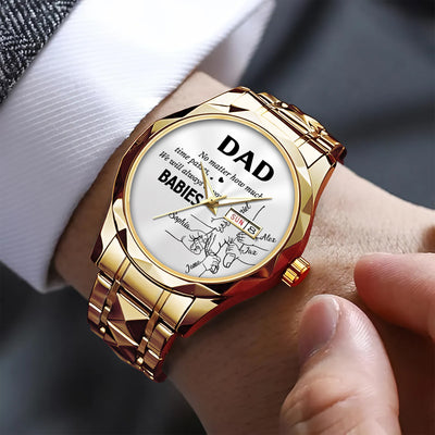 Father's Day Gifts, How Much Time Passes, I Will Always Be Your Little Girl - Personalized Men's Wrist Watch - Gift For Dad
