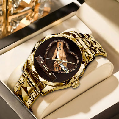 Father's Day Birthday Gifts For Dad, Grandpa - Crafted With Love - Personalized Men's Wrist Watch