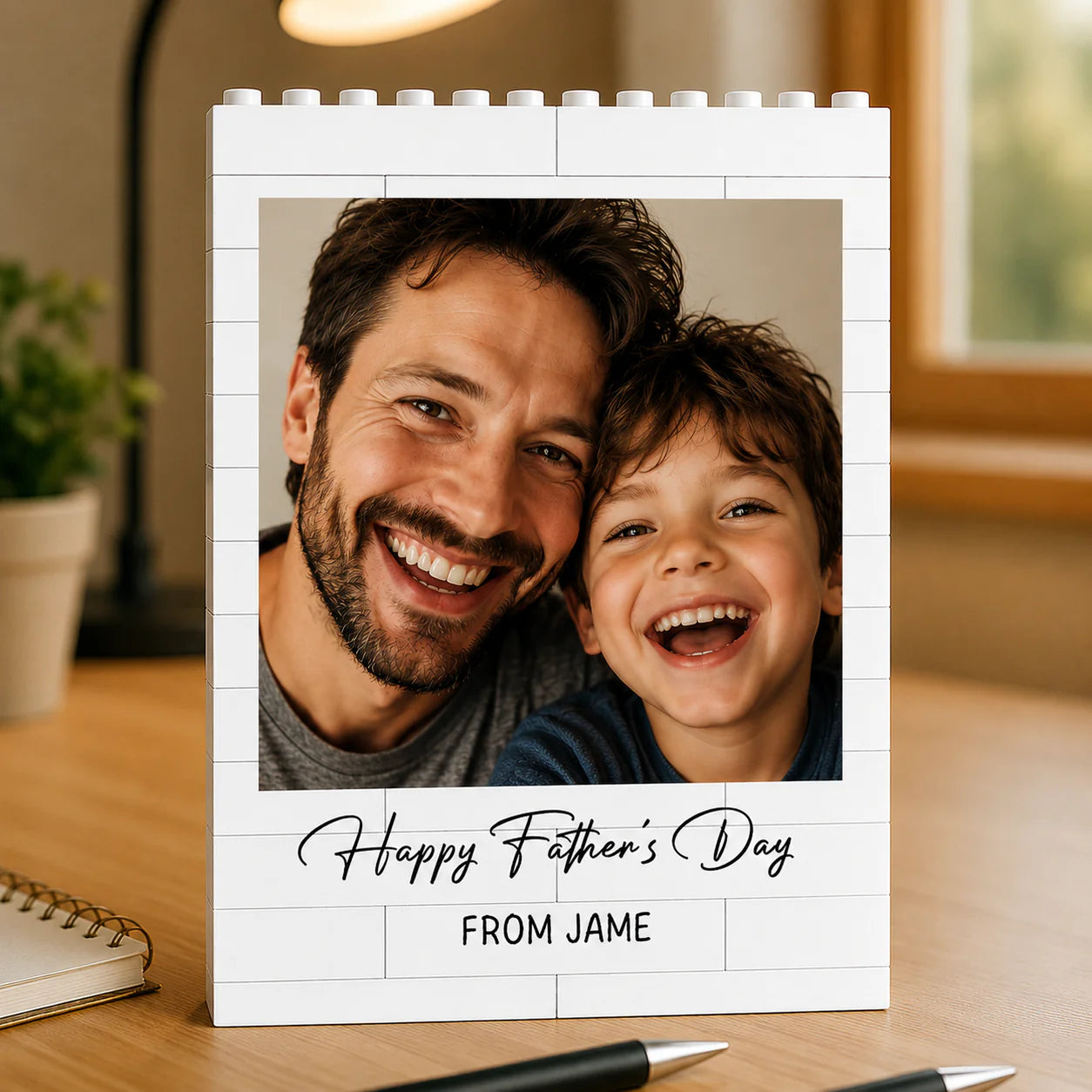 Custom Photo, Name, Date Brick Block - Happy Father's Day