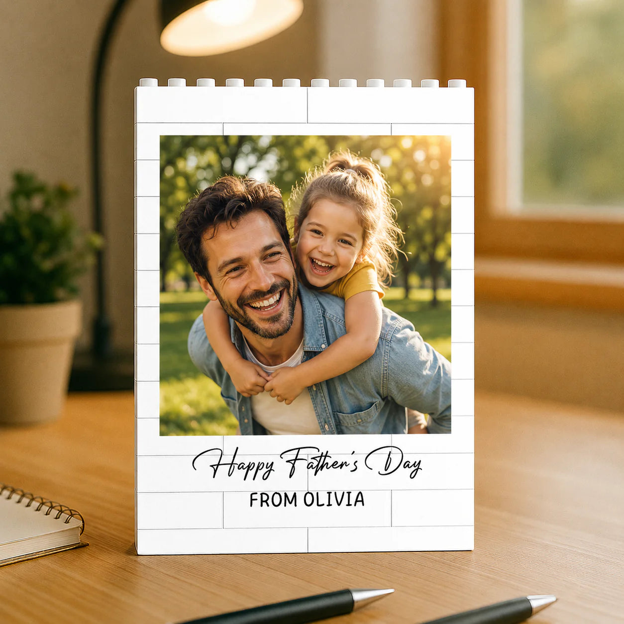 Custom Photo, Name, Date Brick Block - Happy Father's Day