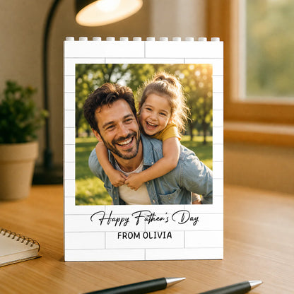 Custom Photo, Name, Date Brick Block - Happy Father's Day