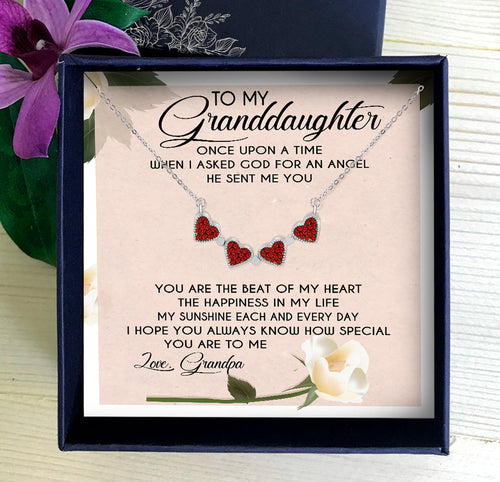 YOU ARE THE BEAT OF MY HEART - NECKLACE FOR GRANDDAUGHTER FROM GRANDPA