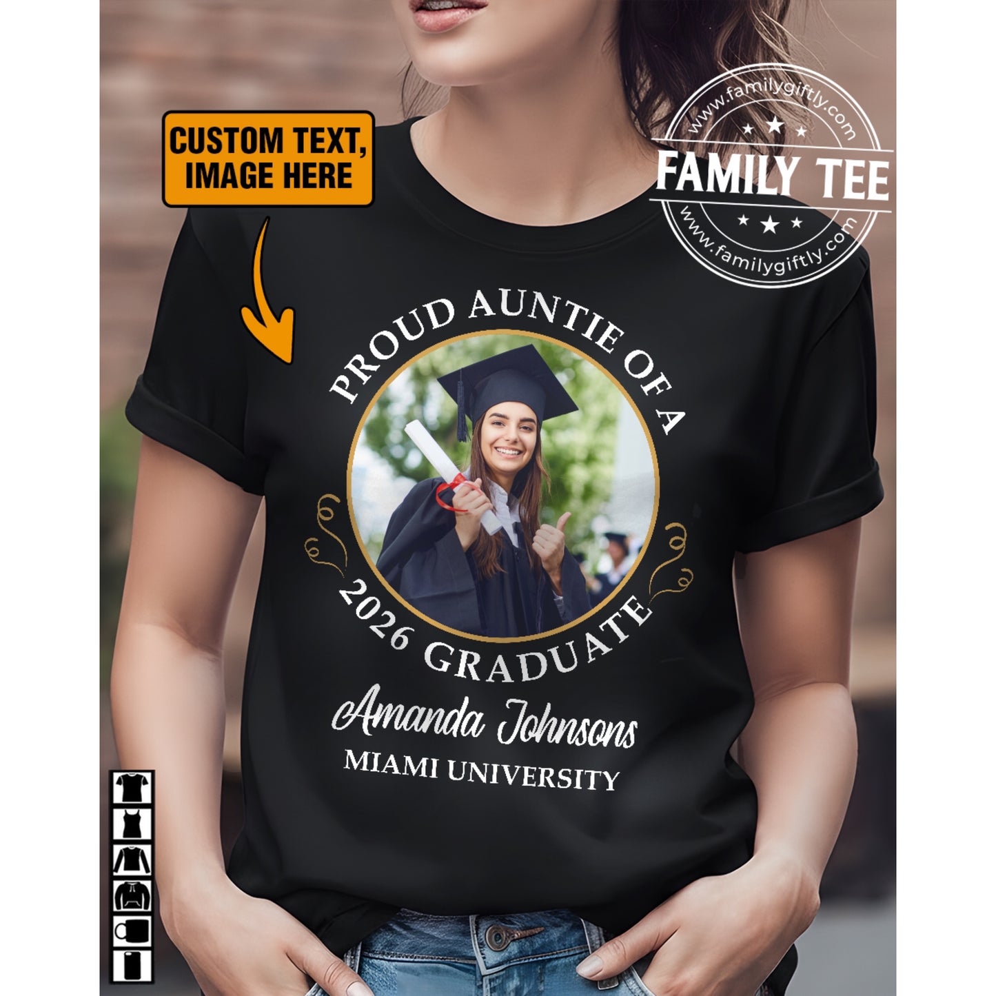 Personalized Class of 2026 Graduation Shirt – Custom Senior Photo, Name & Text T-Shirt