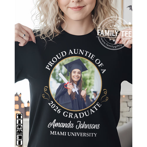 Personalized Class of 2026 Graduation Shirt – Custom Senior Photo, Name & Text T-Shirt