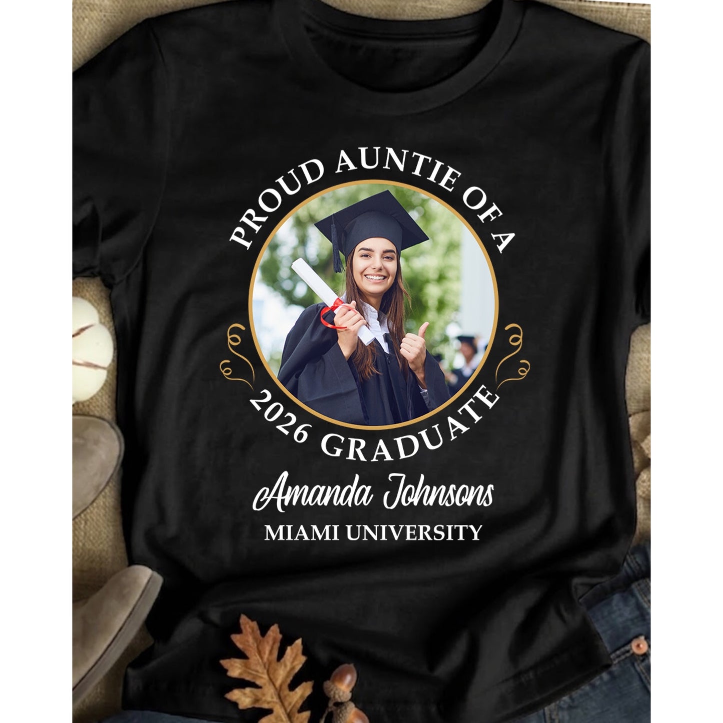Personalized Class of 2026 Graduation Shirt – Custom Senior Photo, Name & Text T-Shirt