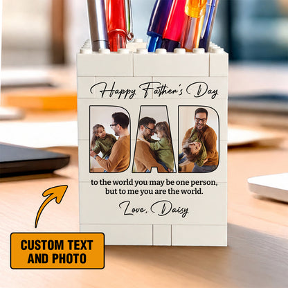 Custom Photo Brick Block Pen Box - Happy Father's Day