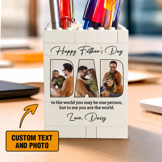 Custom Photo Brick Block Pen Box - Happy Father's Day