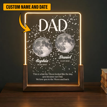 Moon Phase Dad Gift – Personalized Acrylic Plaque Light