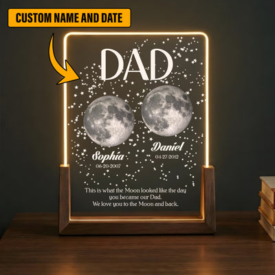 Moon Phase Dad Gift – Personalized Acrylic Plaque Light