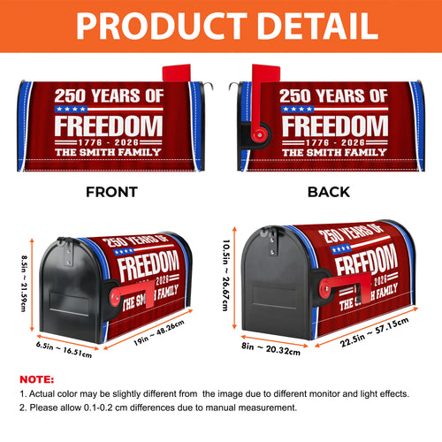 250 Years of Freedom – Custom Family Name Magnetic Mailbox Cover for America’s 250th Anniversary