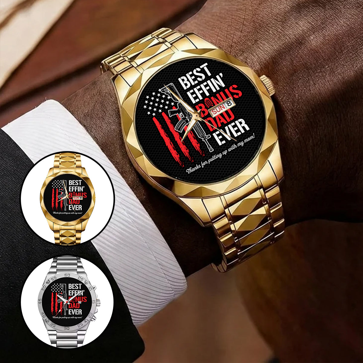 Best Effin' Bonus Dad Ever - Men's Wrist Watch