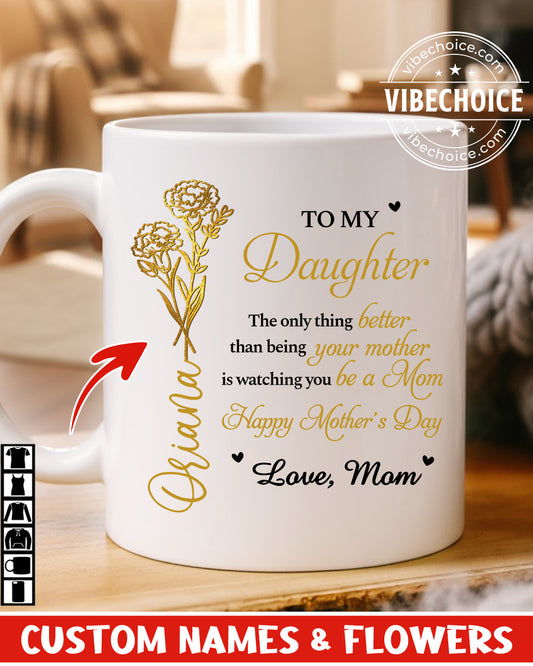 Happy Mother's Day - Custom Name & Flowers Gift For Daughter