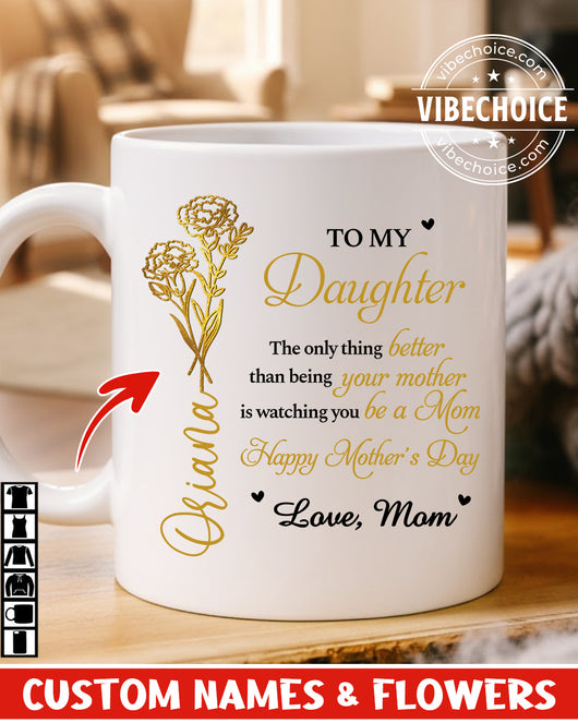Happy Mother's Day - Custom Name & Flowers Gift For Daughter