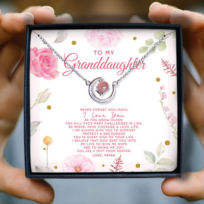 NEVER FORGET HOW MUCH I LOVE YOU - CRYSTAL CLAVICLE NECKLACE FOR GRANDDAUGHTER FROM PAPAW