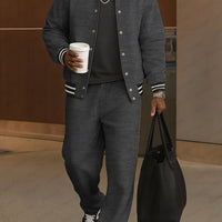 Men's Classic Striped Trim Jacket Pants Set Casual