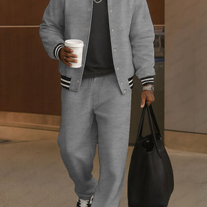 Men's Classic Striped Trim Jacket Pants Set Casual