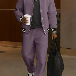 Men's Classic Striped Trim Jacket Pants Set Casual