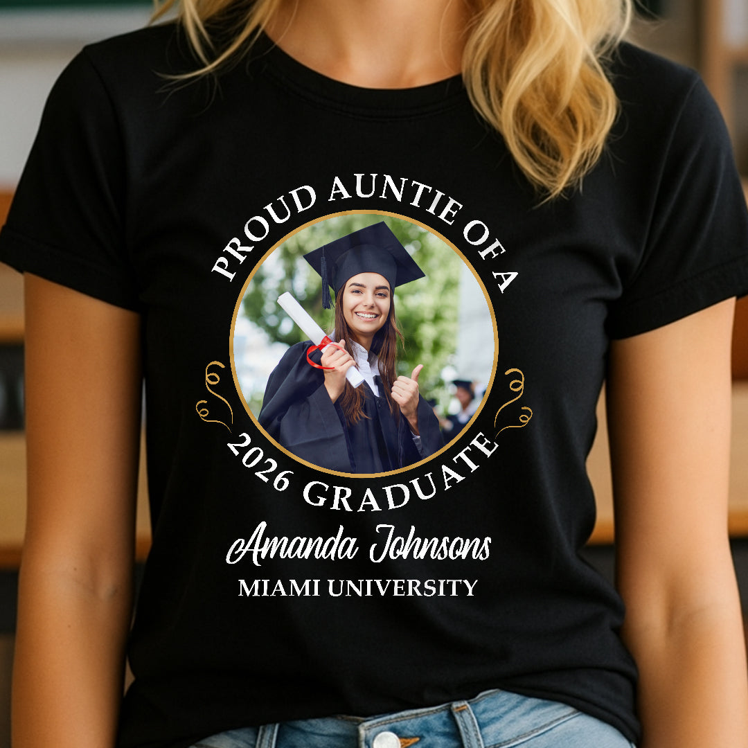 Personalized Class of 2026 Graduation Shirt – Custom Senior Photo, Name & Text T-Shirt