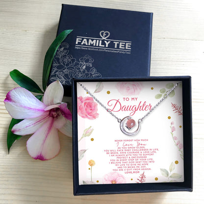 NEVER FORGET HOW MUCH I LOVE YOU - CRYSTAL CLAVICLE NECKLACE FOR DAUGHTER