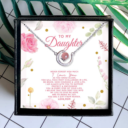 NEVER FORGET HOW MUCH I LOVE YOU - CRYSTAL CLAVICLE NECKLACE FOR DAUGHTER