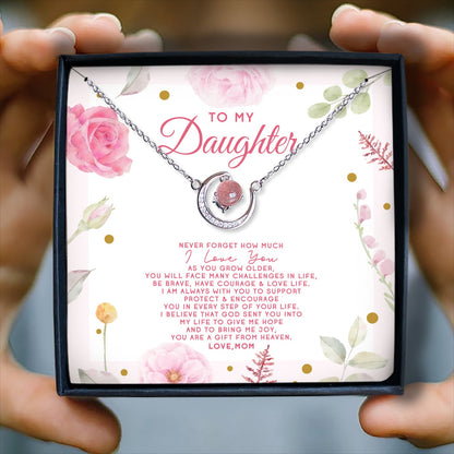 NEVER FORGET HOW MUCH I LOVE YOU - CRYSTAL CLAVICLE NECKLACE FOR DAUGHTER