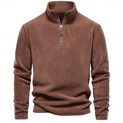 Polar Fleece Stand Collar Half Zip Long Sleeve Sweatshirt