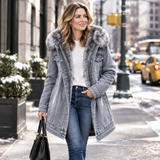Retro Fur-Collar Distressed Denim Jacket