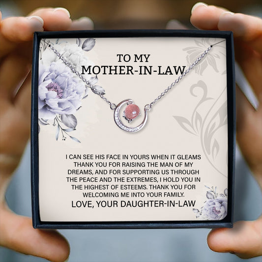THANK YOU FOR WELCOMING ME INTO YOUR FAMILY - CRYSTAL CLAVICLE NECKLACE FOR MOTHER-IN-LAW