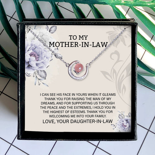THANK YOU FOR WELCOMING ME INTO YOUR FAMILY - CRYSTAL CLAVICLE NECKLACE FOR MOTHER-IN-LAW